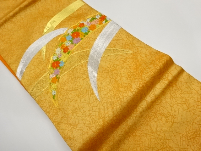 JAPANESE NAGOYA OBI / EMBROIDERY / FLOWERS